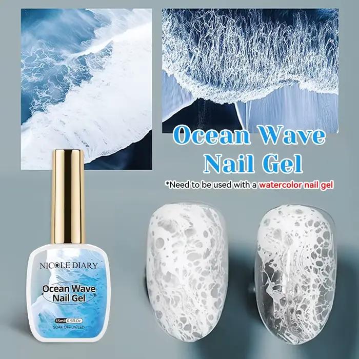 NICOLE DAIRY 15ml Gel Ongles Effet Vague Océanique Blanc Vernis Gel UV LED Soak Off pour Manucure et Nail Art Estival