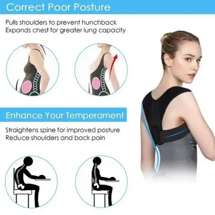 Ceinture Correctrice de Posture 1PC - Soutien Dorsal Réglable pour Femmes et Hommes, Soutien de la Colonne Vertébrale, Alignement de la Clavicule et des Épaules, Soulagement des Douleurs Lombaires