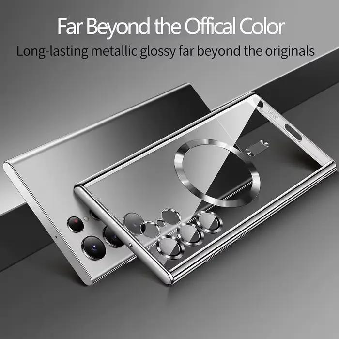 Coque en silicone plaquée de luxe pour Samsung Galaxy S26 S25 Edge S24 FE S23 S21 S22 Ultra Plus, magnétique pour Magsafe, couverture souple transparente