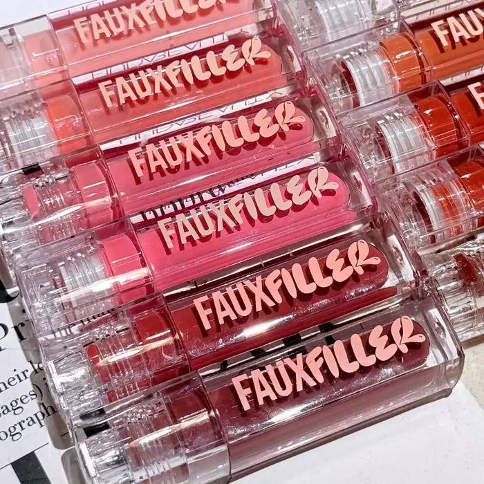 Huda Beauty Faux remplissage brillant Non collant brillant à lèvres hydratant cristal clair huile pour les lèvres repulpant hydratant teinté rouge à lèvres maquillage