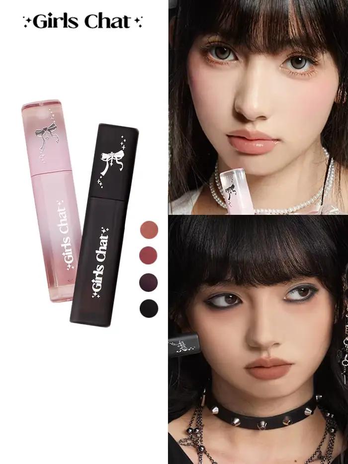 Girlschat brillant à lèvres miroitant hydratant nu mat velours lisse foncé gothique boue