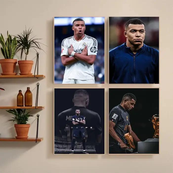 Affiche autocollante K-Kylian M-Mbappe, autocollant en papier imperméable, décoration murale pour café, Bar, salle