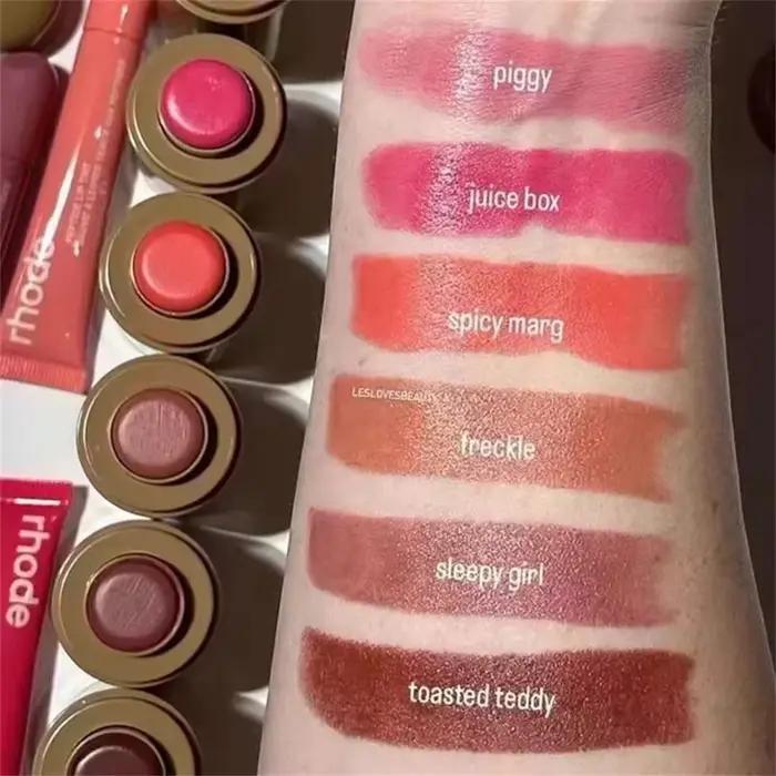 Rhode Pocket Blush Lip Stick ensemble de maquillage hydratant pour les lèvres et les joues rouge naturel crème blush facile à appliquer intense couleur pour femmes occasions spéciales