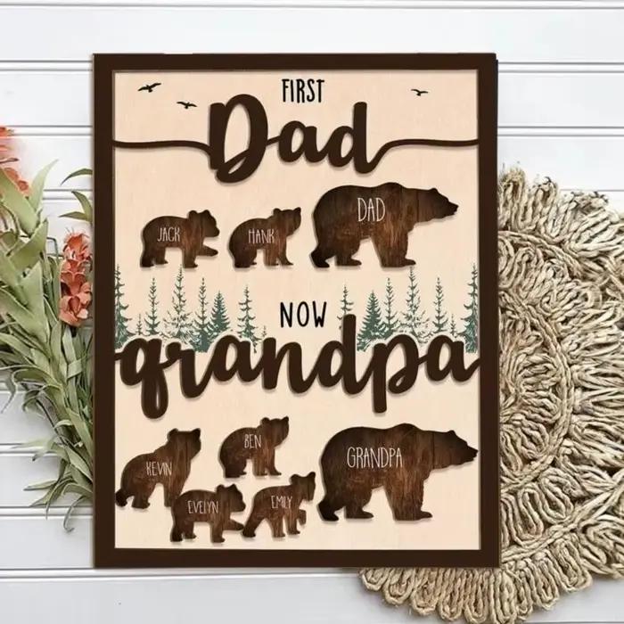 Panneau nom famille en bois à mode, plaque signalétique artisanale pour cadeau fête des pères, 20x25cm, décorations