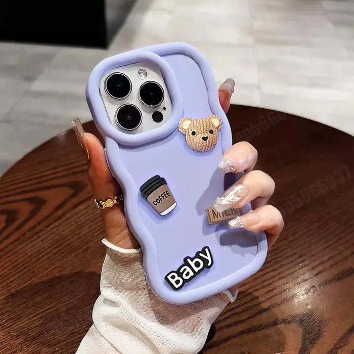 Coque en silicone ondulée de dessin animé ours 3d mignon pour Huawei Y6P Y6S Y8S Y9S Y6 Y7 Y9 Prime 2019 Y7 2018 P40 Lite P Smart Z Plus