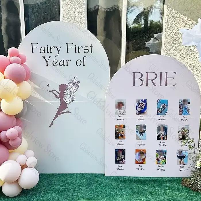 Toile de fond de fête de jalon personnalisée, arc de nom personnalisé pour décor de fête de premier anniversaire, décoration murale Photo sur le mur
