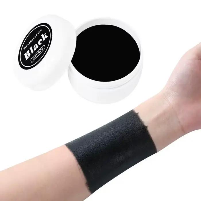 Peinture de visage d'halloween hautement pigmentée, peinture Brus pour le corps, noir et blanc, pour bricolage, fêtes à thème Cosplay, maquillage corporel F9D4