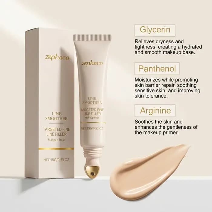 Base de Teint Lissante Instantanée Anti-Rides et Anti-Pores avec Applicateur à Bille pour le Visage et les Lignes Fines des Yeux