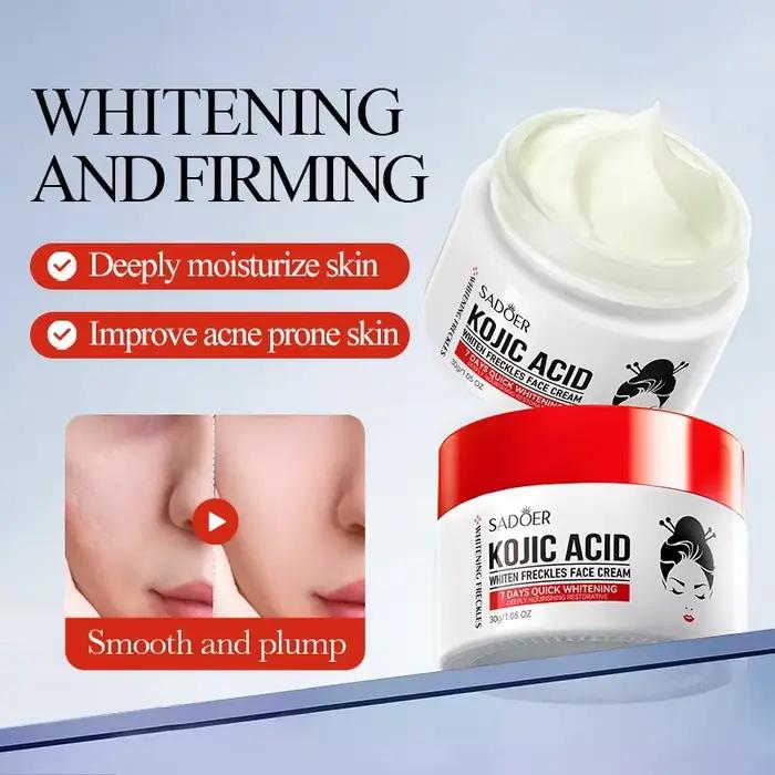 1/2/4 pièces SADOER acide kojique crème pour le visage hydratante taches de rousseur crèmes éclaircissantes