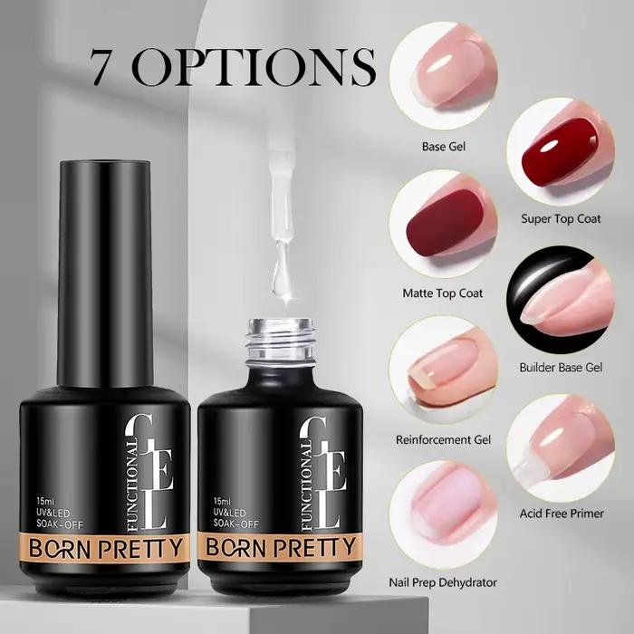 BORN PRETTY 15ml fonction Base de Gel Super couche de finition Gel de renfort Gel de Base en caoutchouc tremper le vernis Semi-Permanant UV LED