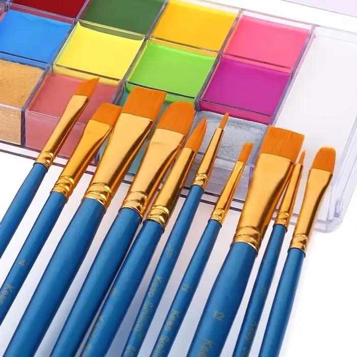20 couleurs visage corps peinture à l'huile peinture Pigment Non toxique sûr enfants Flash tatouage peinture avec pinceau Art Halloween Cosplay fête