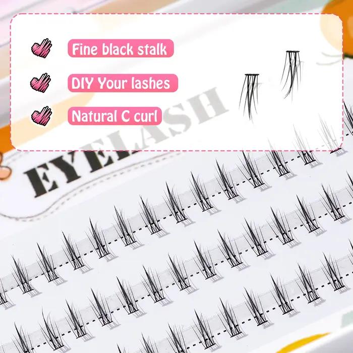 3 rangées de 60 bouquets de cils inférieurs naturels