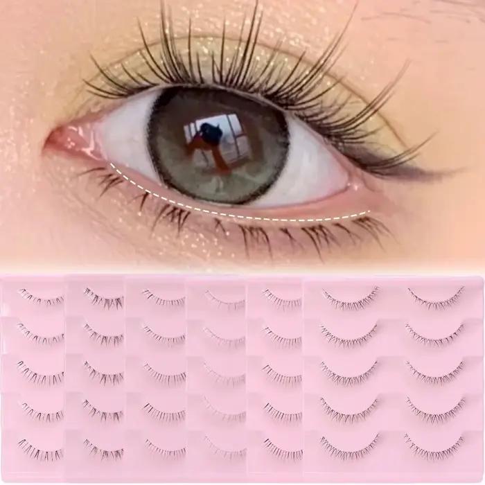 Cils inférieurs doux à bande transparente, cils naturels sous les yeux, maquillage coréen style manga, cils inférieurs style manga