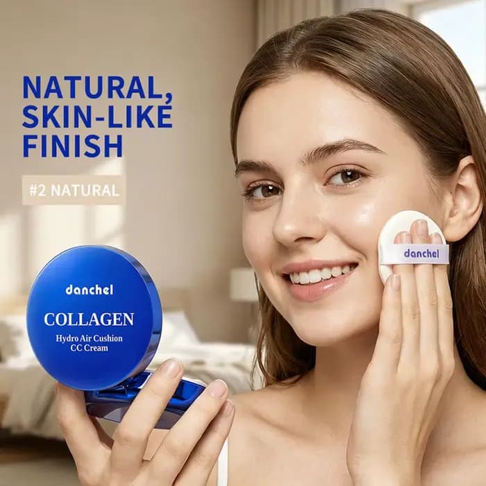 Fond de Teint Coussin d'Air au Collagène Hydratant Naturel Correcteur Éclaircissant Hydratation Longue Durée
