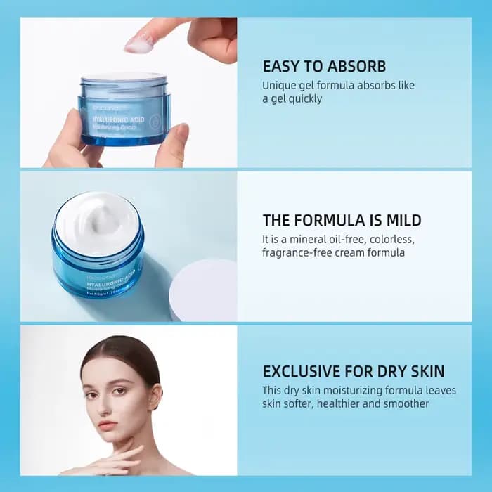 Crème hydratante à l'acide hyaluronique pour la peau normale à sec