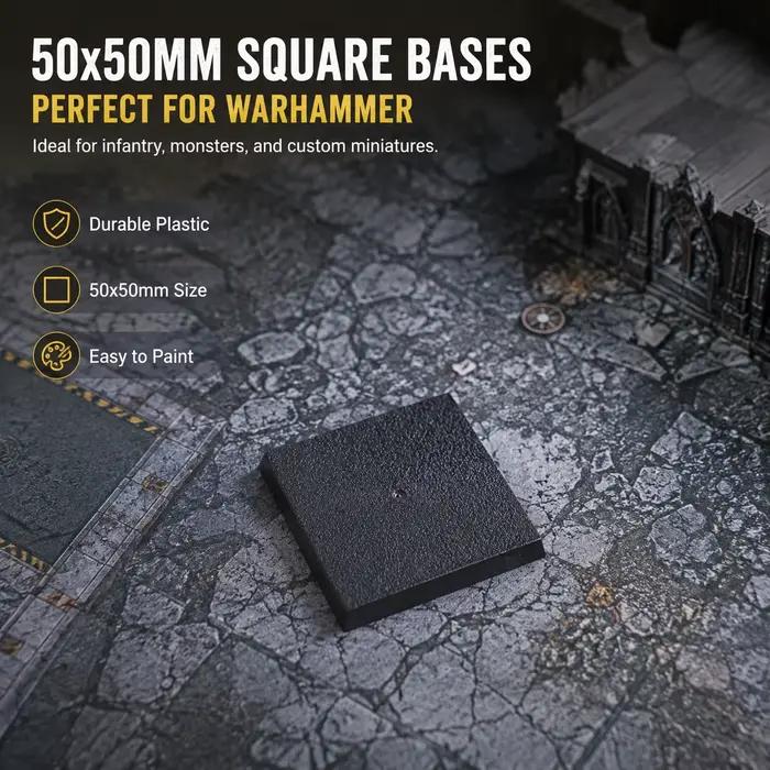 Bases carrées de 50 mm pour miniatures imprimées en 3D