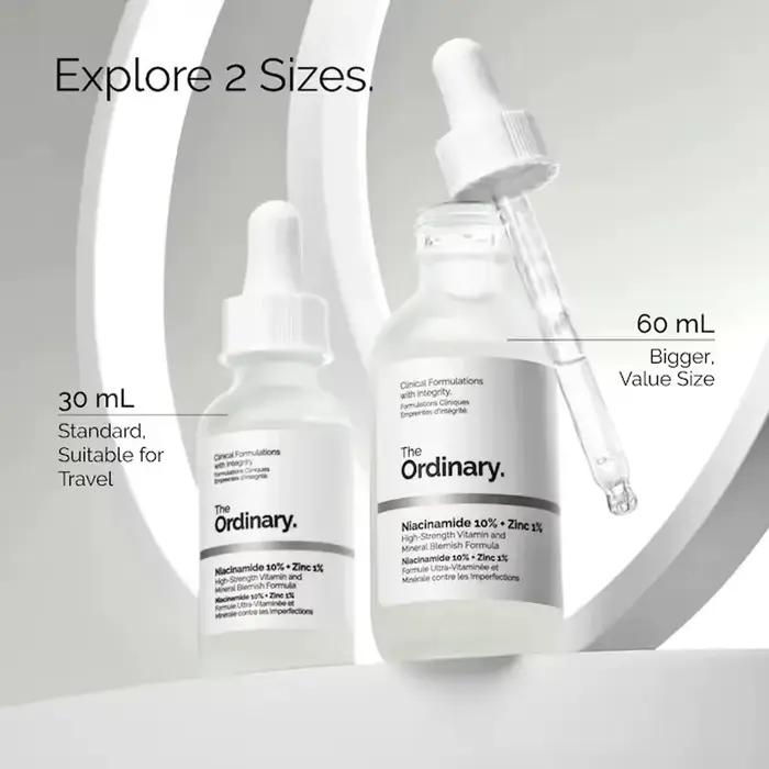 Sérum niacinamide 10% zinc 1% face control sébum acné peau grasse pores resserrés éclatant visage beauté santé skincare face serum the ordinary