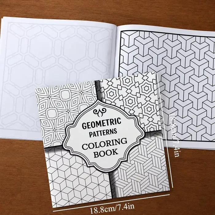 Livre de coloriage à motifs géométriques, 28 pages, tessellation abstraite, art linéaire géométrique, anti-stress, cahier de dessin relaxant pour adultes