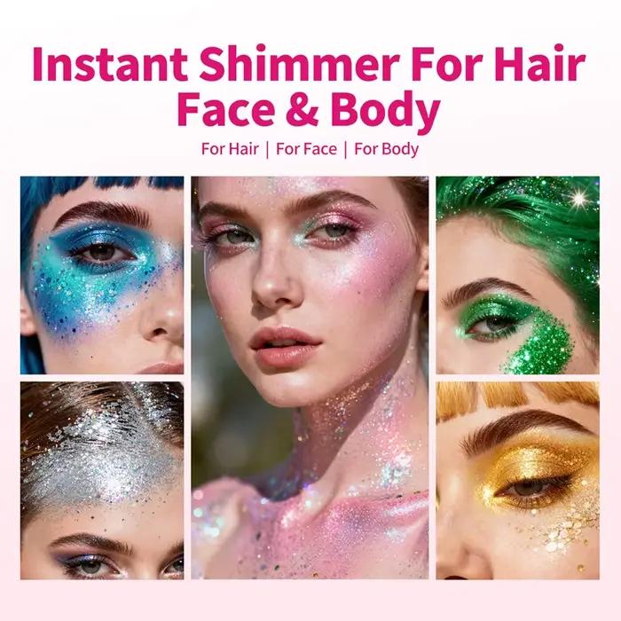 Gel brillant pour cheveux et corps avec paillettes, pour femmes et filles, idéal pour les fêtes et les occasions spéciales