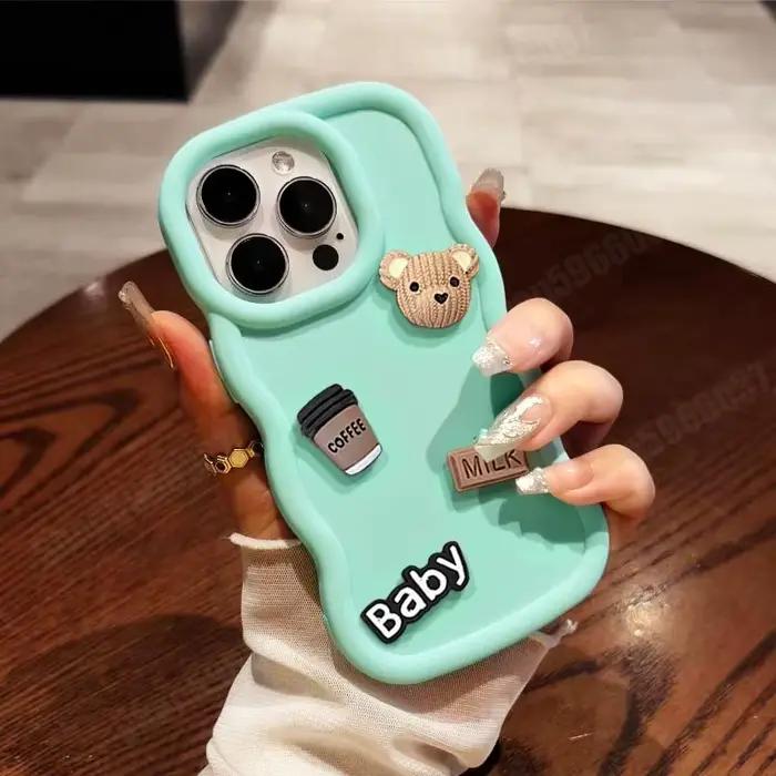 Coque en silicone ondulée de dessin animé ours 3d mignon pour Huawei Y6P Y6S Y8S Y9S Y6 Y7 Y9 Prime 2019 Y7 2018 P40 Lite P Smart Z Plus