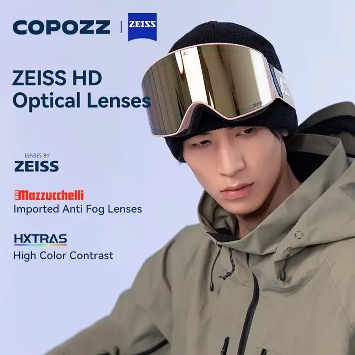 COPOZZ 2026 Nouvelles Lunettes de Ski Professionnelles avec Lentilles ZEISS, Magnétiques à Changement Rapide, Double Couche Anti-buée, Protection UV400
