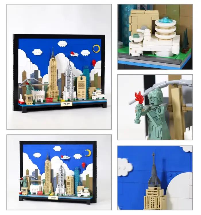 1130 pièces Blocs de construction murale représentant une carte postale de la célèbre ville de New York, États-Unis, pour la décoration intérieure, jouets, cadeaux pour adultes, Noël 5921