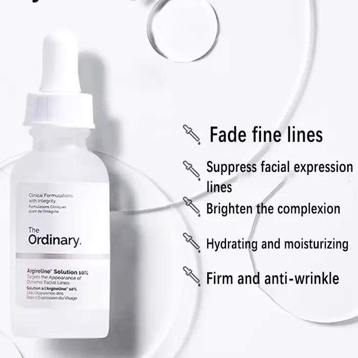 Solution Argireline 10% pour réduire les ridules Essence de lifting et de raffermissement du visage Anti-rides estompe les rides et les lignes frontales