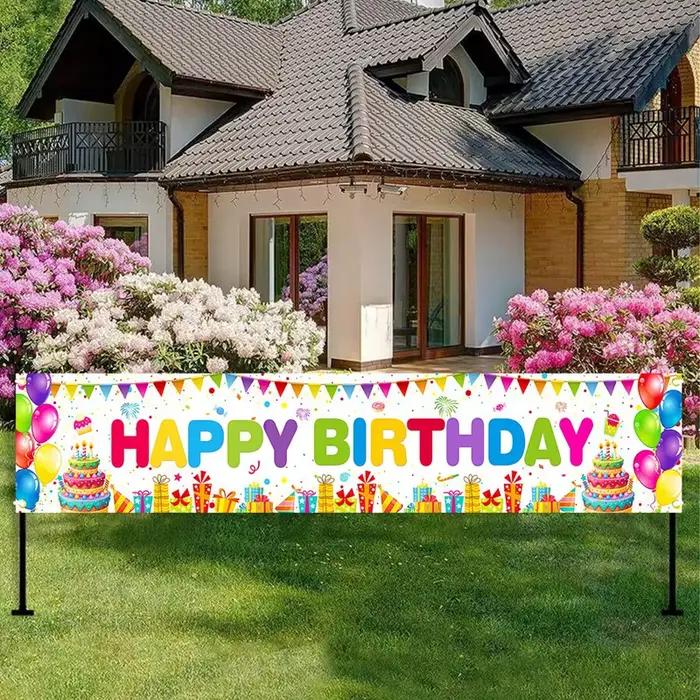 Décorations de fête d'anniversaire, bannière d'arrière-plan, ballons colorés, Design de gâteau, tissu de fond, décoration de fête de 1er anniversaire