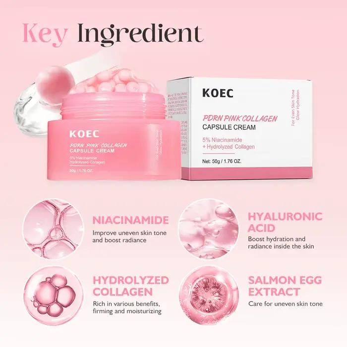 KOEC PDRN – crème capsule de collagène rose