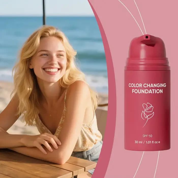 Fond de teint changeant de couleur avec SPF50
