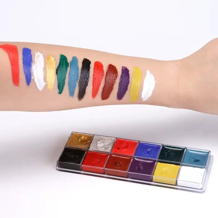Peinture à l'huile pour le visage et le corps, pigment non toxique, sûr pour les enfants, tatouage flash, art de la peinture, Halloween Cosplay Party, 12 couleurs