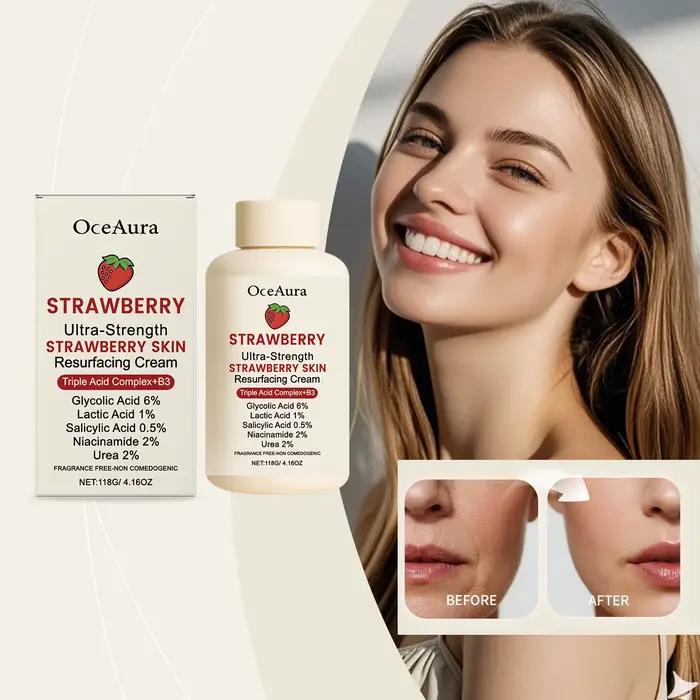 Crème pour le corps aux fraises avec Niacinamide et acide salicylique pour une peau lisse Lotion exfoliante douce légère