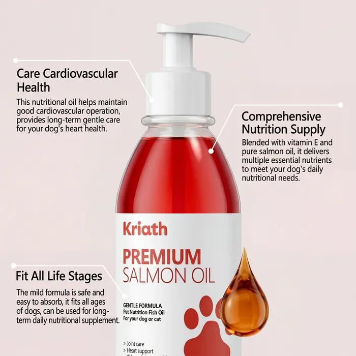 Huile de saumon pure 100 ml pour chiens et chats, acides gras oméga 3 liquides, complément pour la peau et le pelage, soutien articulaire, produits de santé pour animaux de compagnie