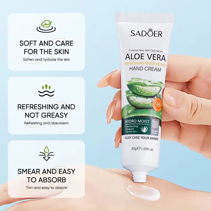 SADOER Crème pour les mains à l'aloe pour soin hydratant pour les mains 30g