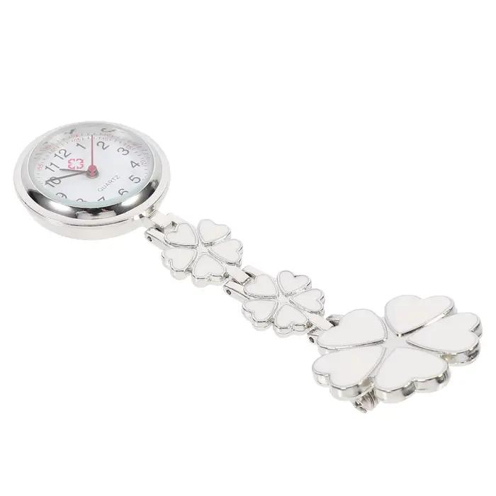 Montre à pince pour infirmière pour femme, montre à pince pour infirmière, montre à pince pour infirmière, blanc