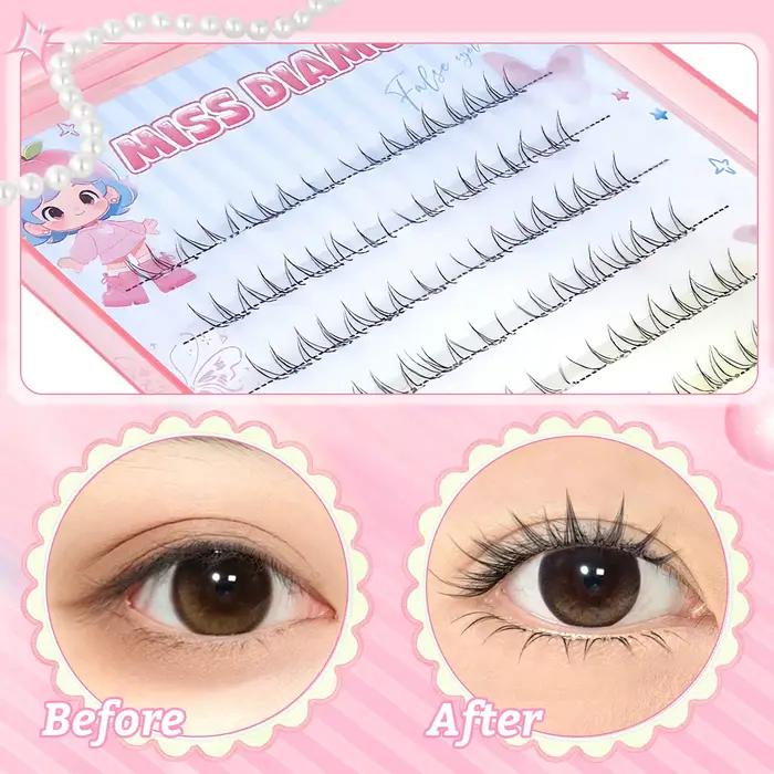 Nouveaux faux cils inférieurs autocollants 48 grappes sans tige