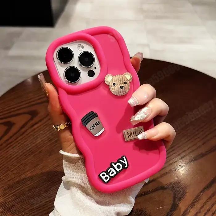 Coque en silicone ondulée de dessin animé ours 3d mignon pour Huawei Y6P Y6S Y8S Y9S Y6 Y7 Y9 Prime 2019 Y7 2018 P40 Lite P Smart Z Plus
