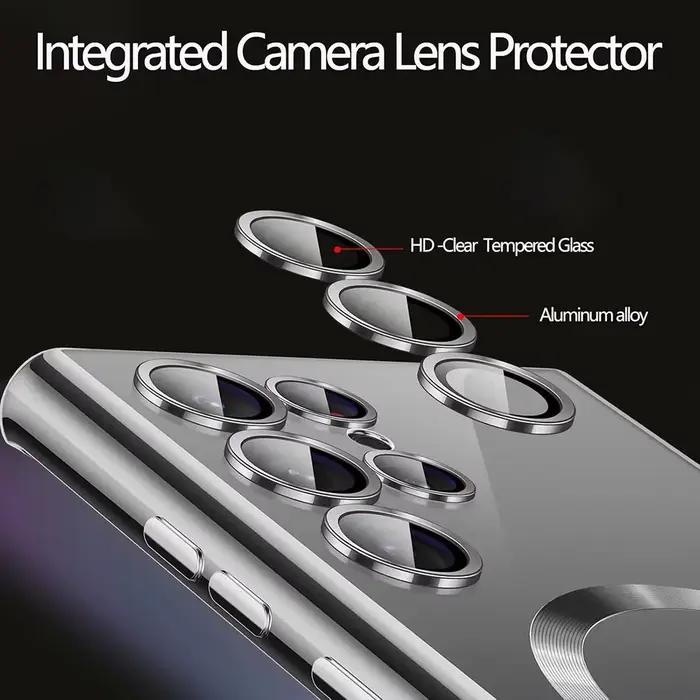 Coque en silicone plaquée de luxe pour Samsung Galaxy S26 S25 Edge S24 FE S23 S21 S22 Ultra Plus, magnétique pour Magsafe, couverture souple transparente