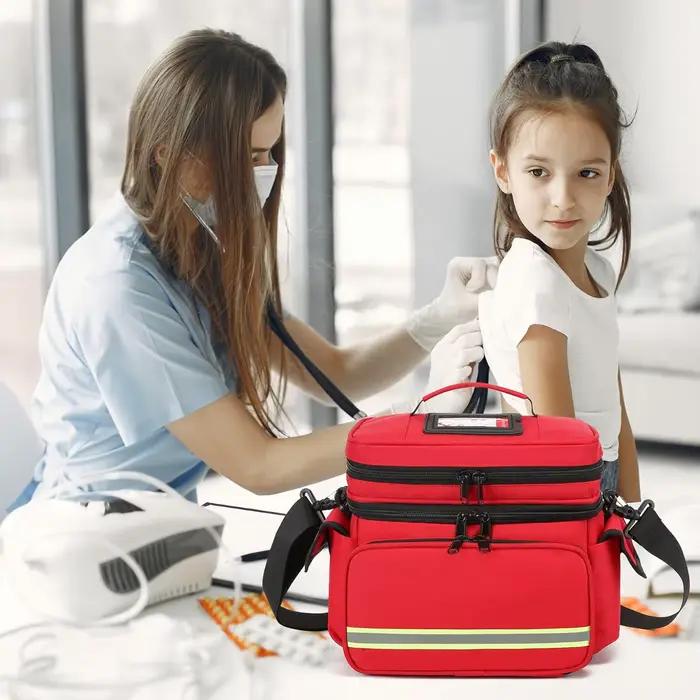 Sac médical double couche, sac de premiers secours vide, sac de traumatologie d'urgence vide, organisateur de premiers intervenants pour infirmières, soins de santé à domicile