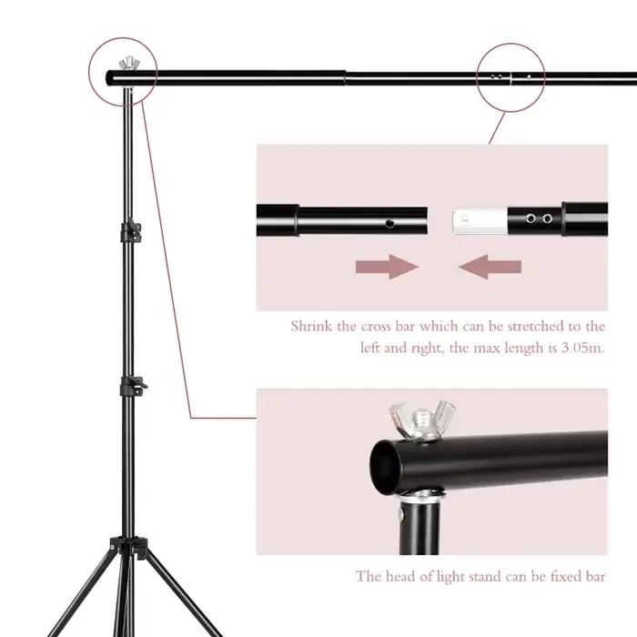 Kit de support portable pour toiles de fond de studio photo avec sac de transport pour toiles en mousseline et en toile