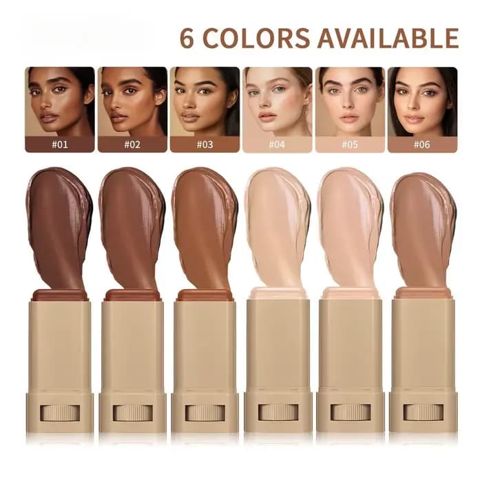 Crème de Teint Teintée en Stick Imperméable Longue Durée Contrôle du Sébum Couvrance Acné Maquillage Lissant Hydratant Correcteur Sérum Baume 6 Couleurs