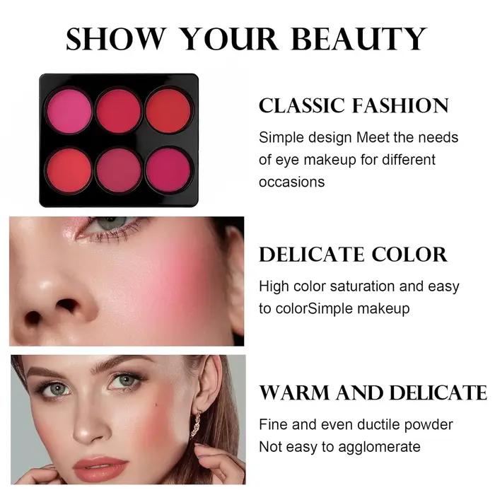 Palette de fard à joues 6 couleurs pour joues