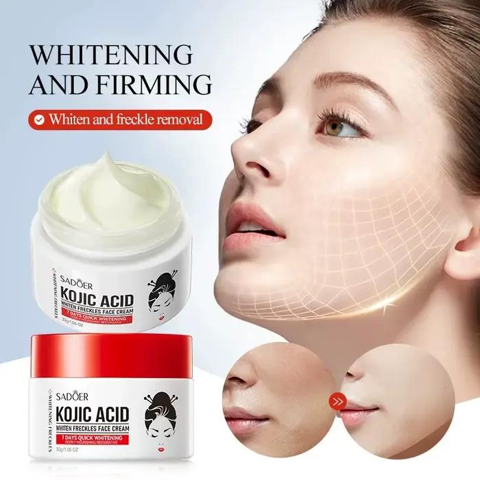 1/2/4 pièces SADOER acide kojique crème pour le visage hydratante taches de rousseur crèmes éclaircissantes