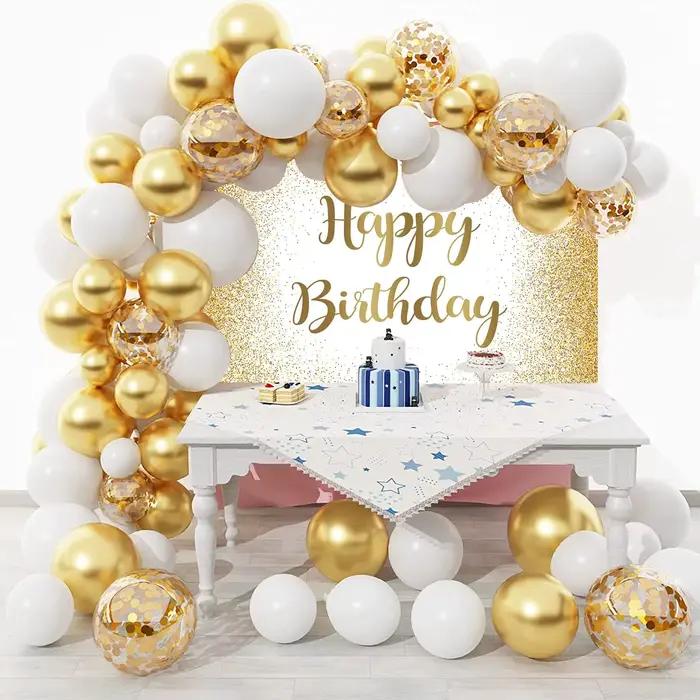 Toile de fond dorée scintillante pour anniversaire, en polyester, pour photomaton, décoration de fête à thème