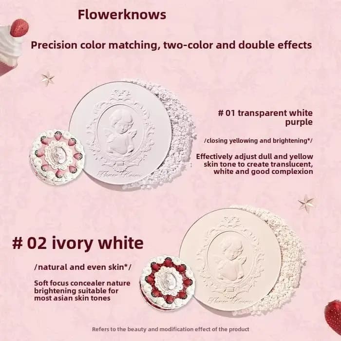 Flower Knows Collection de cupidon aux fraises poudre pressée fond de teint