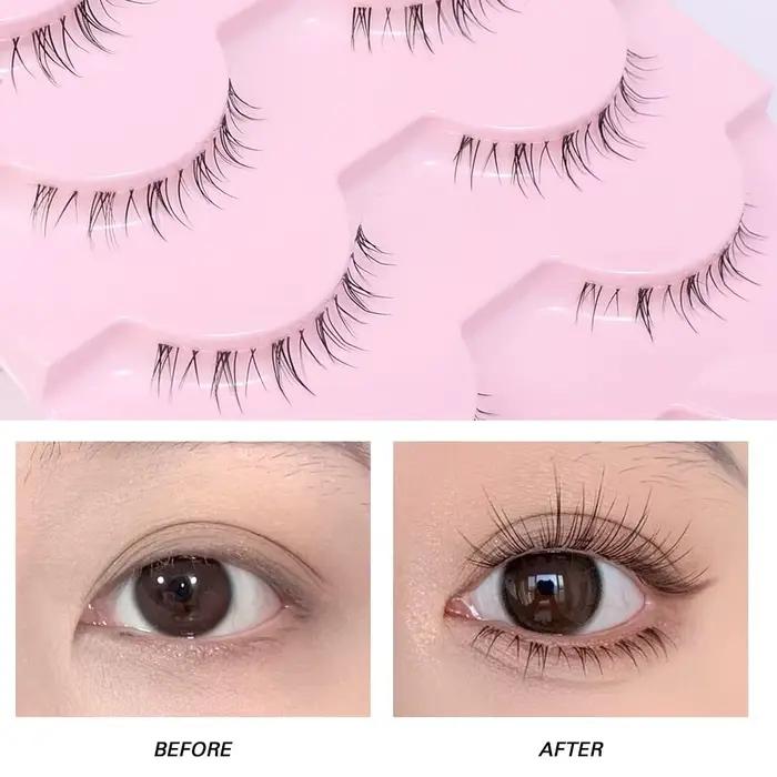 Cils inférieurs doux à bande transparente, cils naturels sous les yeux, maquillage coréen style manga, cils inférieurs style manga