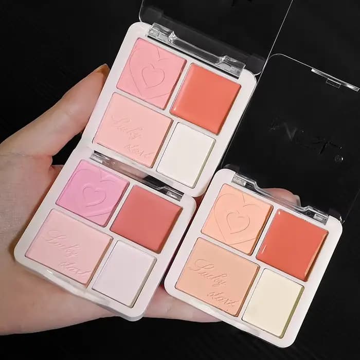 Palette de fards à joues en poudre rose pêche