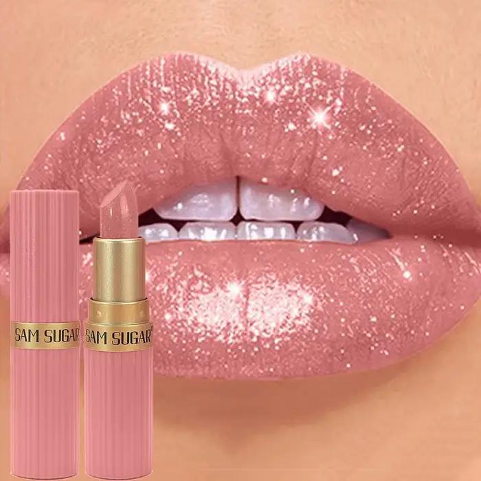 Rouge à lèvres luxueux à paillettes métalliques