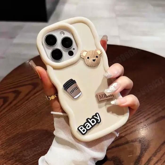 Coque en silicone ondulée de dessin animé ours 3d mignon pour Huawei Y6P Y6S Y8S Y9S Y6 Y7 Y9 Prime 2019 Y7 2018 P40 Lite P Smart Z Plus