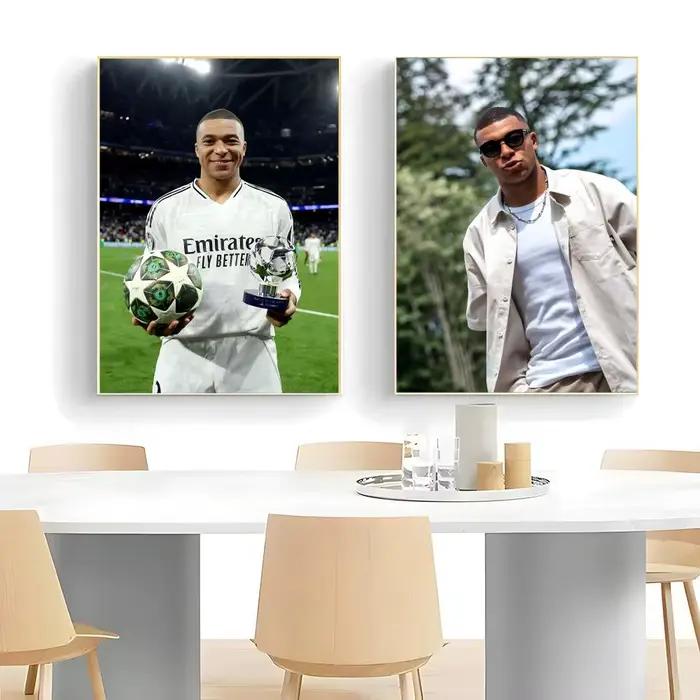 Affiche autocollante de la star du football K-Kylian M-MbappeS, autocollant en papier imperméable, décoration murale pour café, bar, salle